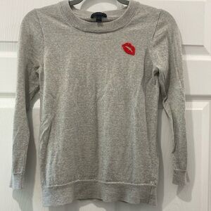 JCrew Merino 3/4 Sleeve Wool Sweater with Lips